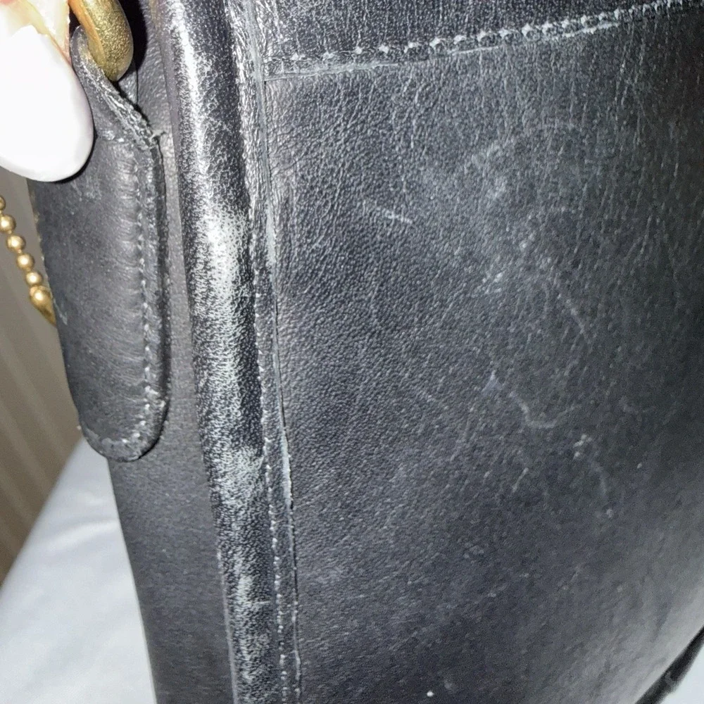 Vintage Coach Shelton Black Leather Shoulder Crossbody Bag Purse #9917